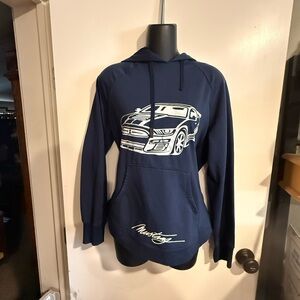 Custom Made Navy Blue Mustang Hoodie American Muscle Flag